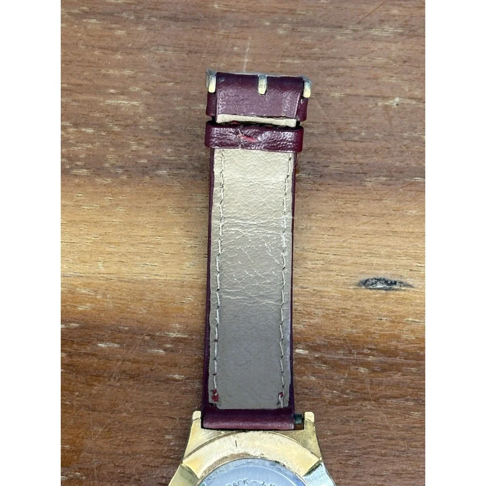 Vintage Jules Jurgensen Watch⭐️Ref 5618⭐️Gold Tone Swiss Movement Leather Strap